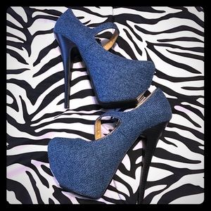 Madison by Shoedazzle Noel Blue Platform Sz 7.5